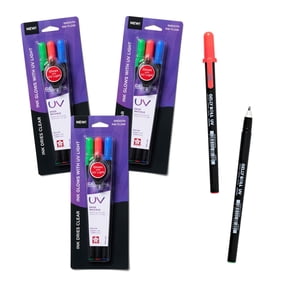 SAKURA Gelly Roll UV Pen - UV Gel Invisible Ink - With Keychain Flashlight - For Art or Drawing - Red, Green & Blue - 9 Pens (Pack Of 3)