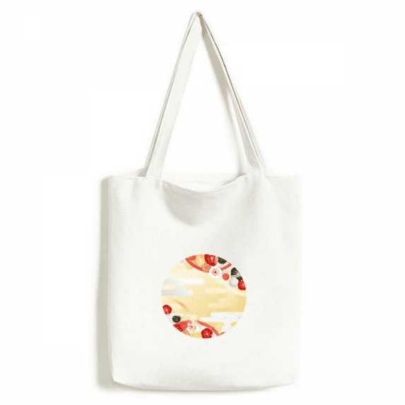 Sakura Geometry Flowers Pattern Japan Tote Canvas Bag Shopping Satchel Casual Handbag