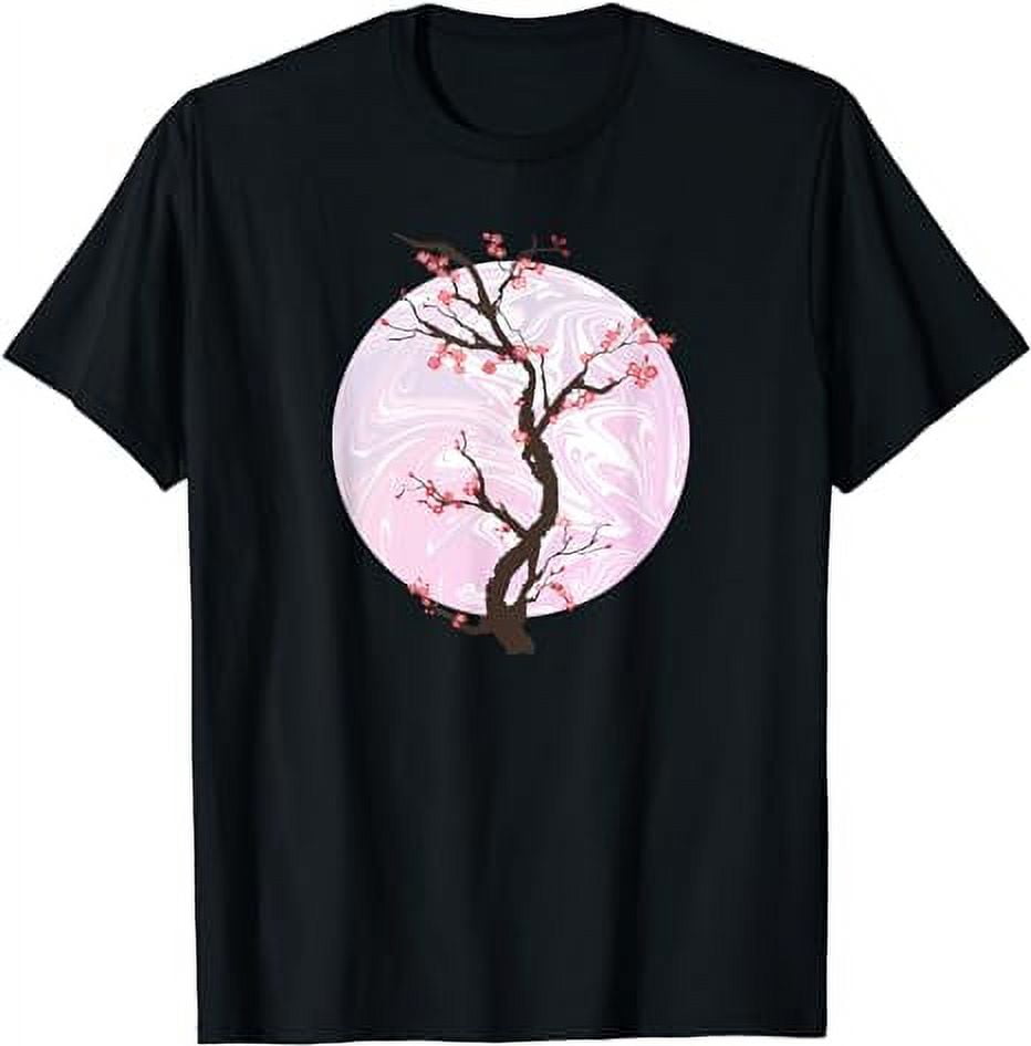 Sakura Japanese Cherry Blossom Tree And Pink Moon T-Shirt - Walmart.com