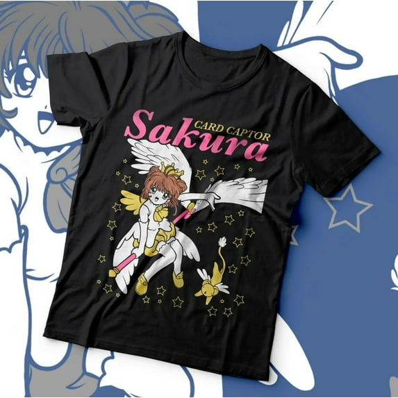 Sakura Kinomoto & Kero Cerberus T-shirt, Cardcaptor Sakura Manga Anime Shirt,Charcoal color,size L