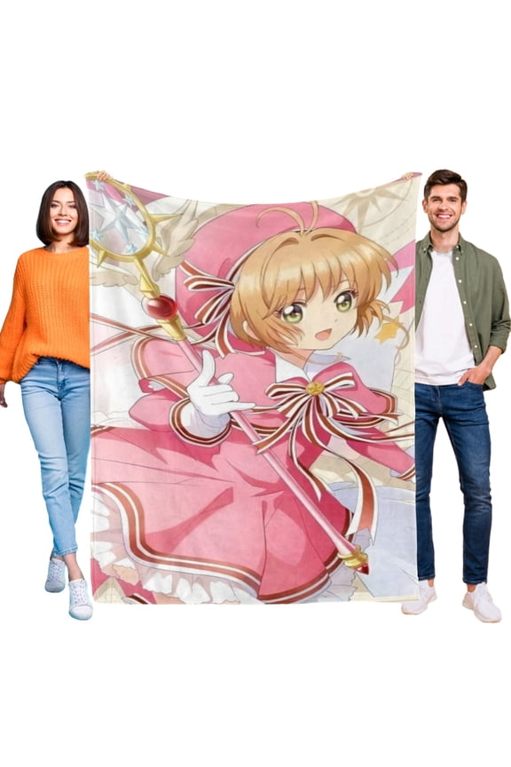 Sakura Kinomoto Throw Blanket Gifts for Fans Lover Girls Boys Women Present Hoodie Him Bed 60"x80"