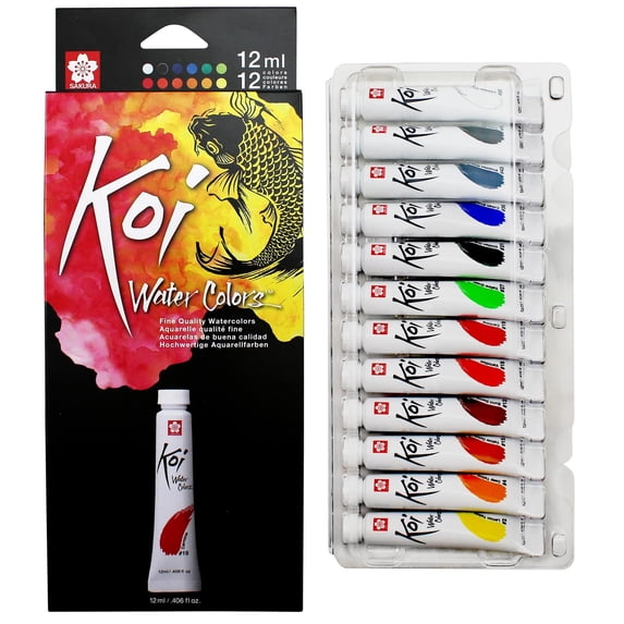 Sakura Koi Watercolor Sets - Fine Quality Watercolor Paint Set - 12 Colors - 12 ml Tubes