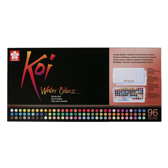 Sakura Koi Watercolors Sketch Box Set, 96-Color Studio Box Set with Brush
