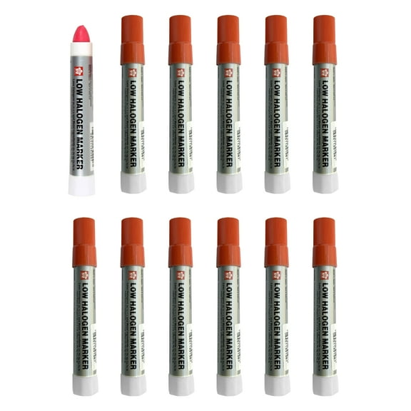 Sakura Low Halogen Solid Paint Markers with Twist Up Tip - Permanent Marker Pens - Marker for Steel and Metal - Red Paint - 12 Pack