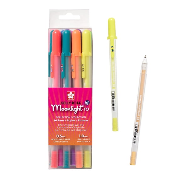 Sakura Gelly Roll Moonlight 06 Gel Pens - Bold Point Ink Pen for Journaling, Art, or Drawing - Assorted Bright Ink - Bold Line - 16 Pack