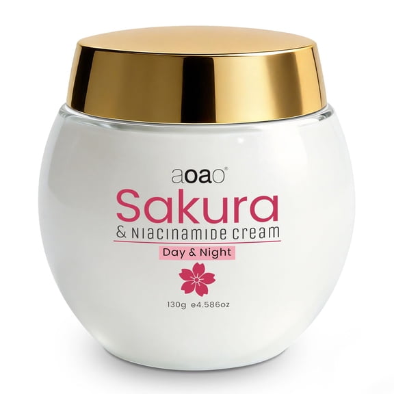 Sakura & Niacinamide Face Moisturizer for Women, Hyaluronic Acid Cream for Gifts, Brightening, Improves Dullness, Deep Nourish, Cherry Blossom Valentine's Day Gifts for Wife, Girlfriend, Mom, 4.59oz