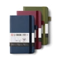thumbnail image 1 of Sakura Notebook Ruled Pocket - Japanese-Inspired Lined Notebook for Effortless Writing - 140 GSM Paper - Built-In Pen Holder - 3.5 x 5.5" - Pine Needle, Deep Indigo & Mulberry - 3 Count, 1 of 7