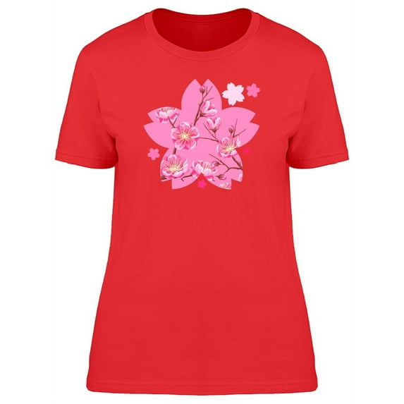 Sakura Or Cherry Blossom Doodle T-Shirt Women -Image by Shutterstock, Female x-Large