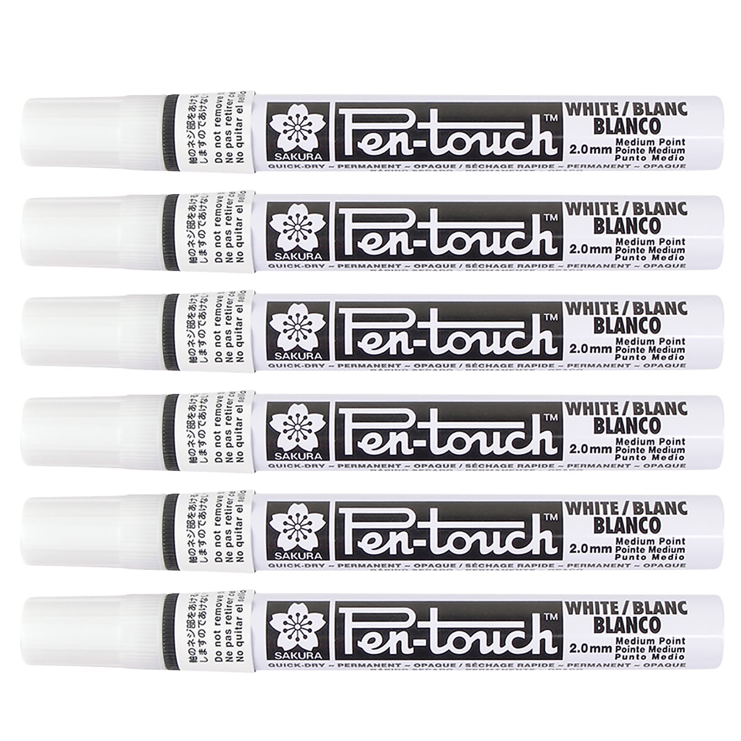 Sakura Pen-Touch Washable Water-Based Markers White 6/Pack (SAK42500-6)
