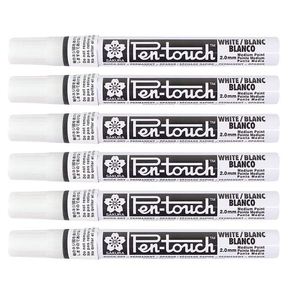Sakura Pen-Touch Washable Water-Based Markers White 6/Pack (SAK42500-6)