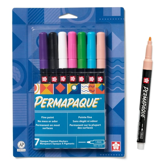 Sakura Permapaque Paint Markers - Assorted Bright Colors - 1.0 mm Markers Pens - 7 Pack