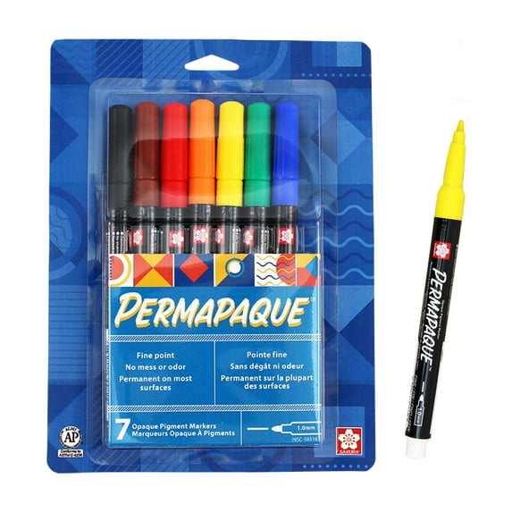 Sakura Permapaque Paint Markers - Assorted Colors - 1.0 mm Markers Pens - 7 Pack