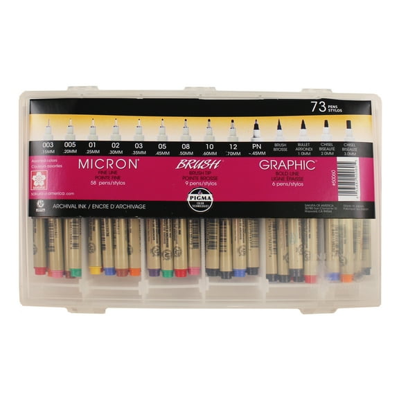 Sakura Pigma Ink Gift Set & Reusable Storage Case, 73-Pens