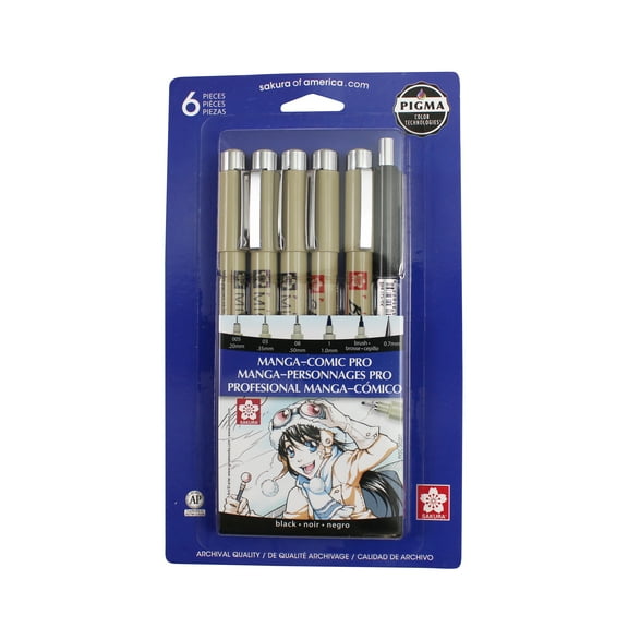 Sakura Pigma Manga-Comic Pro Sketching & Inking Set, 6-Pieces