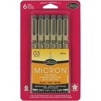 Sakura Pigma Micron Fineliner Pens, Archival Black, 08 Tip Size, 6 Pk 