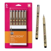أقلام SAKURA Pigma Micron Fineliner - أقلام الحبر الأسود الأرشيفية - أقلام للكتابة أو الرسم أو النشر - الحبر الأسود - 05 نقطة الحجم - 6 حزمة