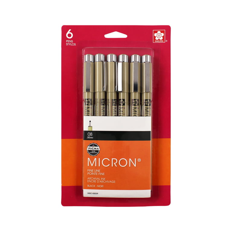 16 Piece Set Black Pigma Micron Collection Pens | Sakura #50077