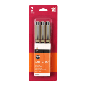 Sakura Pigma Micron Fineliner Pens, Archival Black Ink, 05 Tip Size, 3-Pack Set