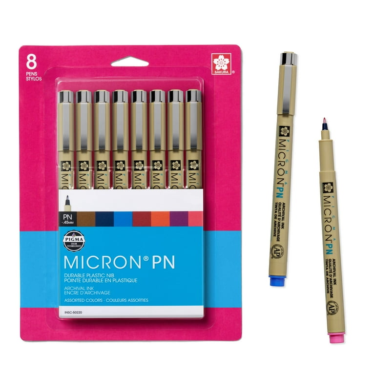 Sakura Pigma Micron PN Pen, Plastic NIB tip, Assorted Colors