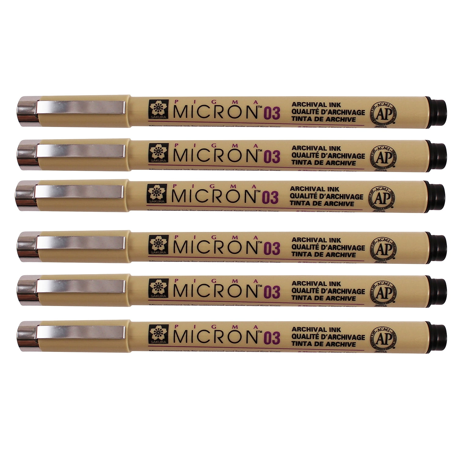Sakura Pigma Micron Pen Fineliner Black Ink 6/Pack (SAKXSDK0349-6)
