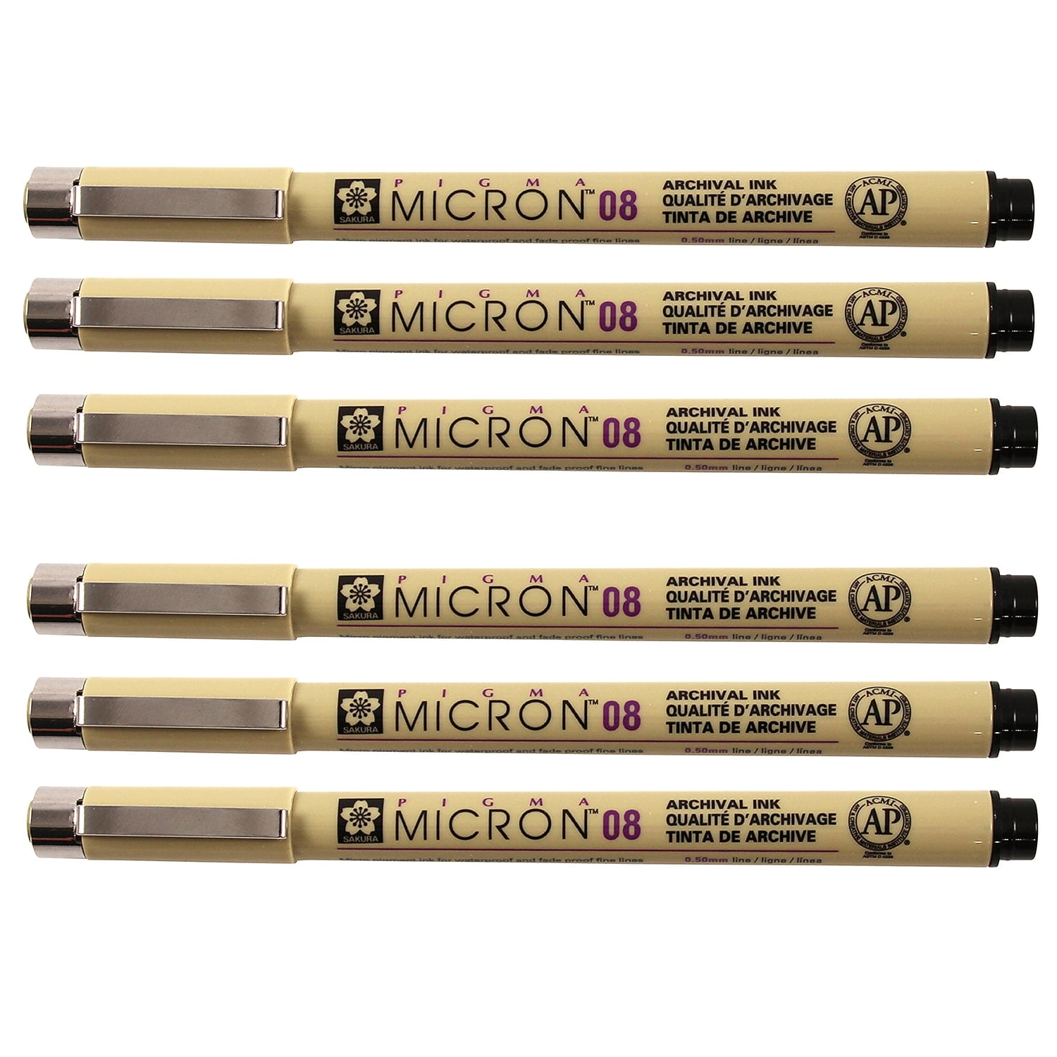 Sakura Pigma Micron Pen  Fineliner Black Ink 6/Pack (SAKXSDK0849-6)