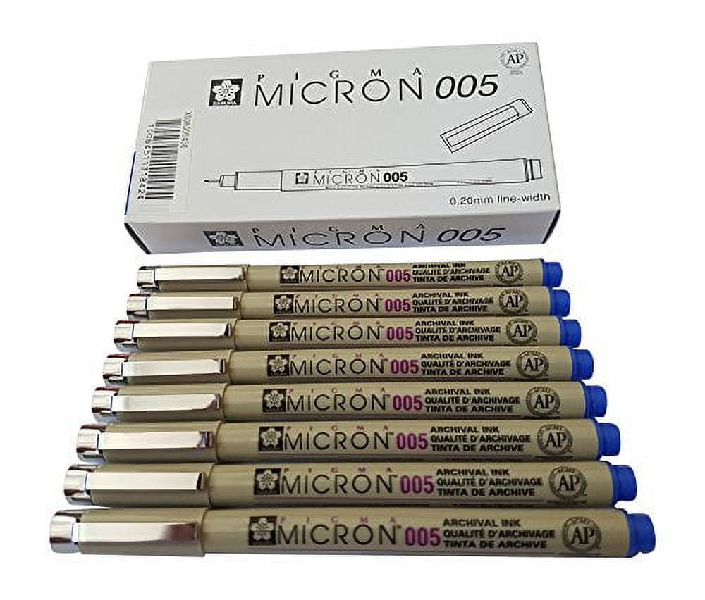 Sakura Pigma Micron pen 005 Blue ink marker felt tip pen, Archival pigment  ink pens, 0.20mm line-width fine point for artist, technical drawing pens 