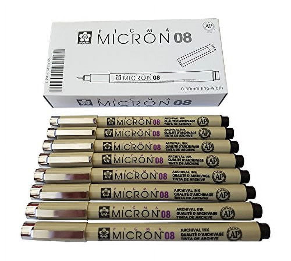 Sakura Pigma Micron Black 003 005 01 02 03 04 05 08 Graphic 1 Brush 10 Pen  Set