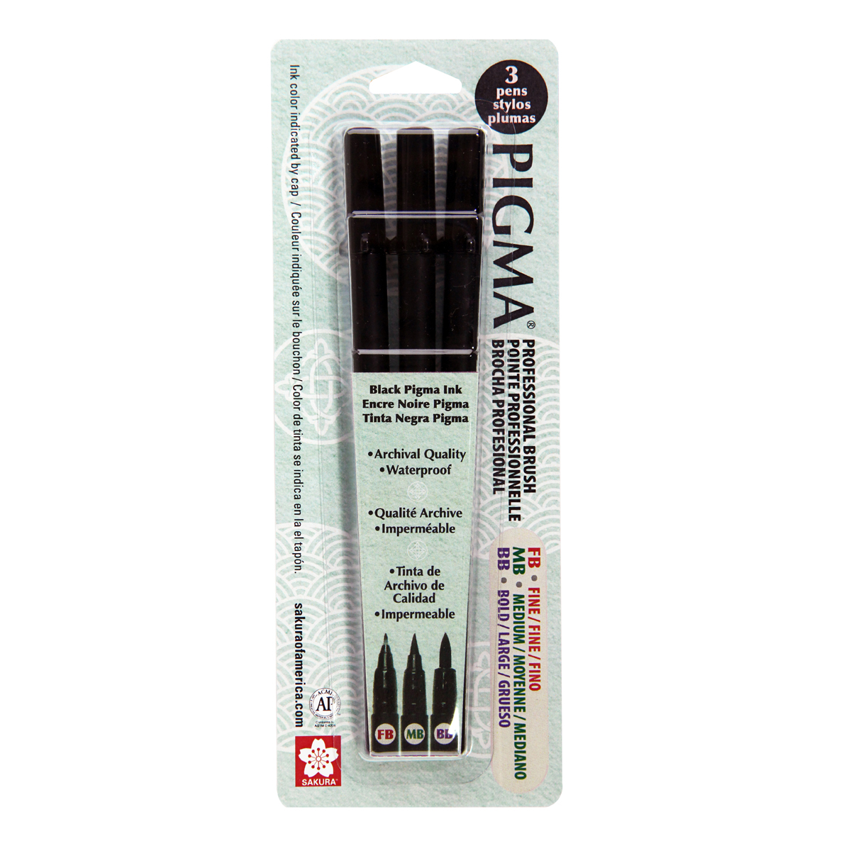 Sakura Pigma Professional Brush Pen Set, Black (Fine, Medium, Bold) - image 1 of 2