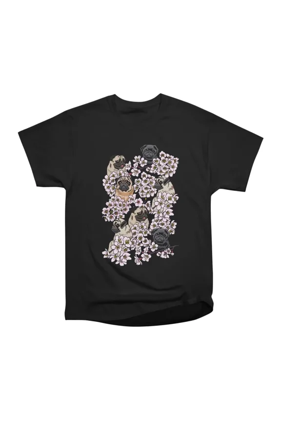 Sakura Pug T-Shirt Tee Gift For Him Merch For Her Apparel For Friend