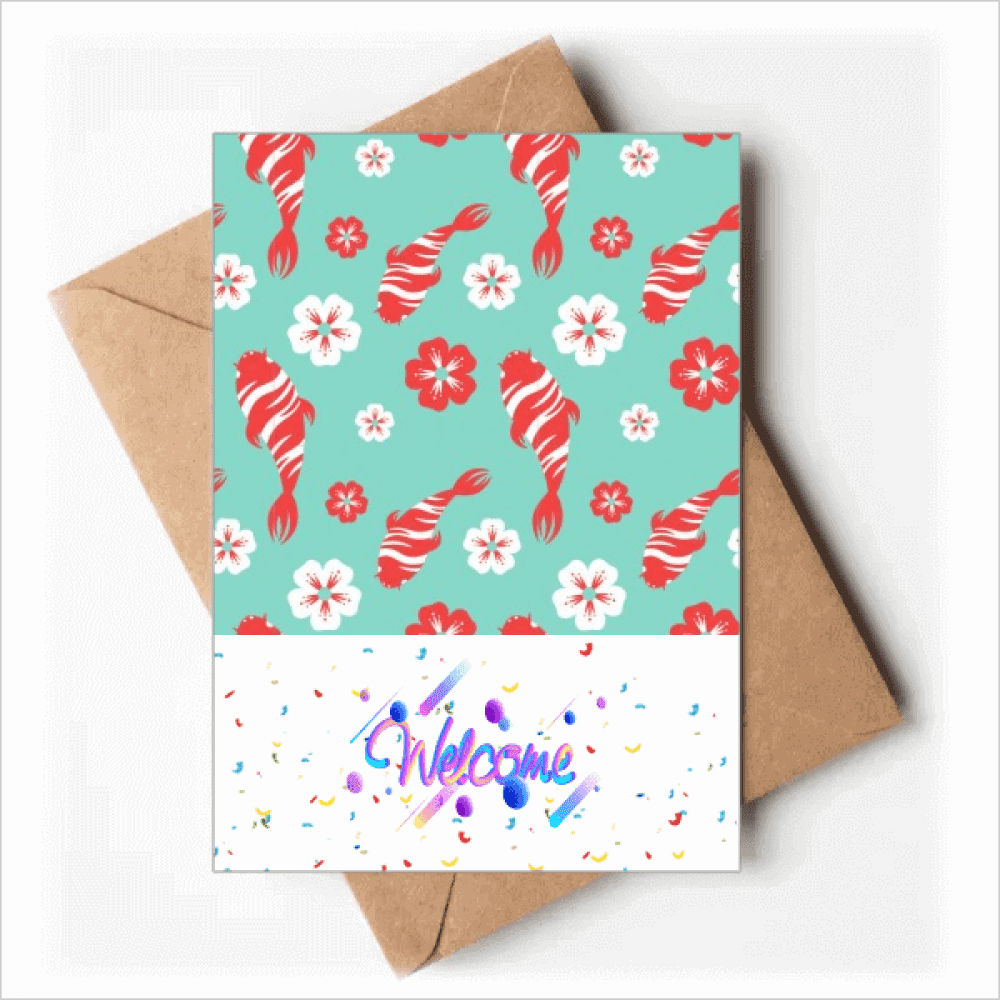 Sakura Repeat Japan Pattern Welcome Back Greeting Cards Envelopes Blank