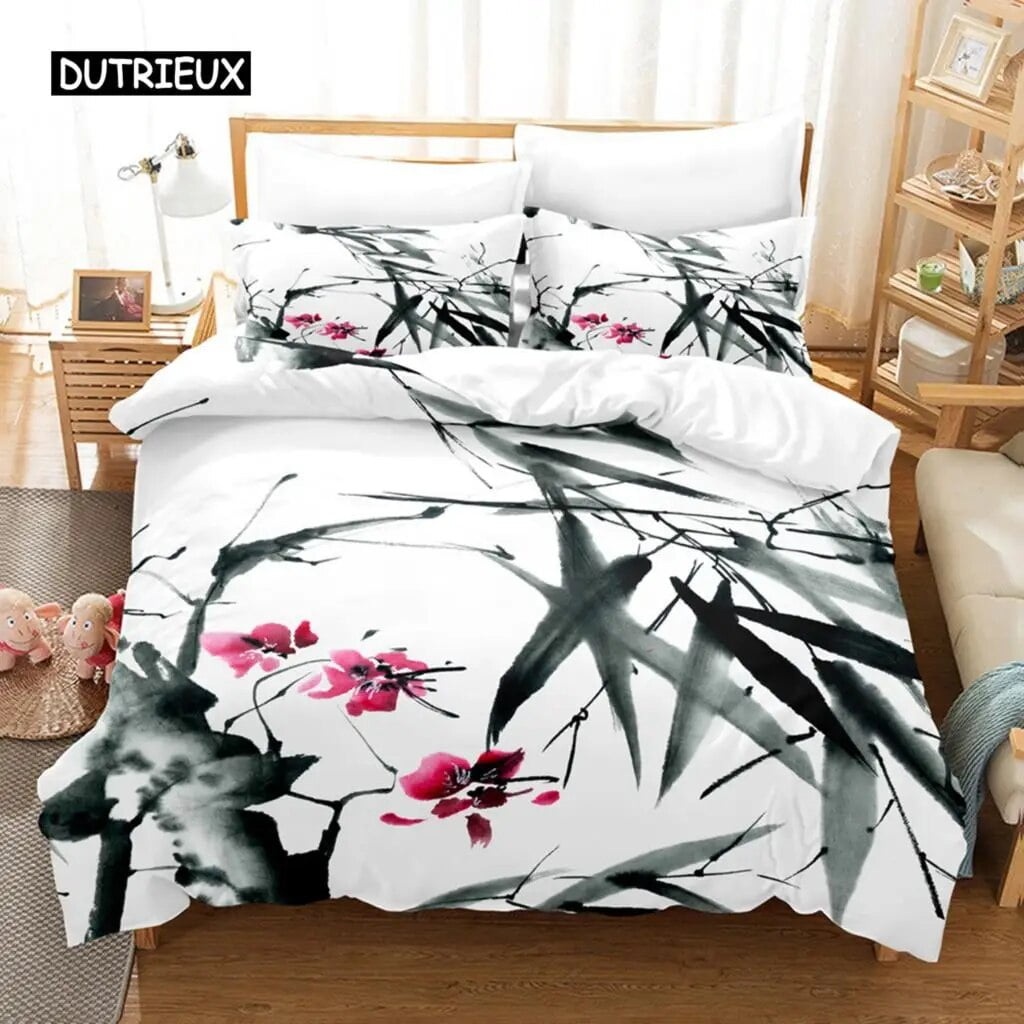 Sakura Scenery Japan Duvet Cover 3D Japanese Cherry Blossom Bedding Set