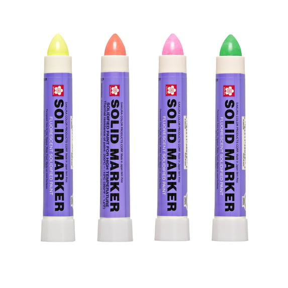 Sakura Solid Marker - Mess-Free Paint Marker Set for Indoor & Outdoor Applications - Multi-Surface - No Drip - Quick Drying - Trimmable Tip - Non-Toxic - Lemon, Orange, Pink & Green - 4 Count