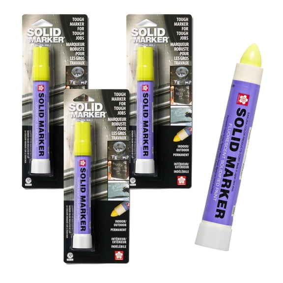 Sakura Solid Paint Markers - Permanent Marker Paint Pens - Window, Wood, & Glass Marker - Fluorescent Lemon Paint - 3 Pack