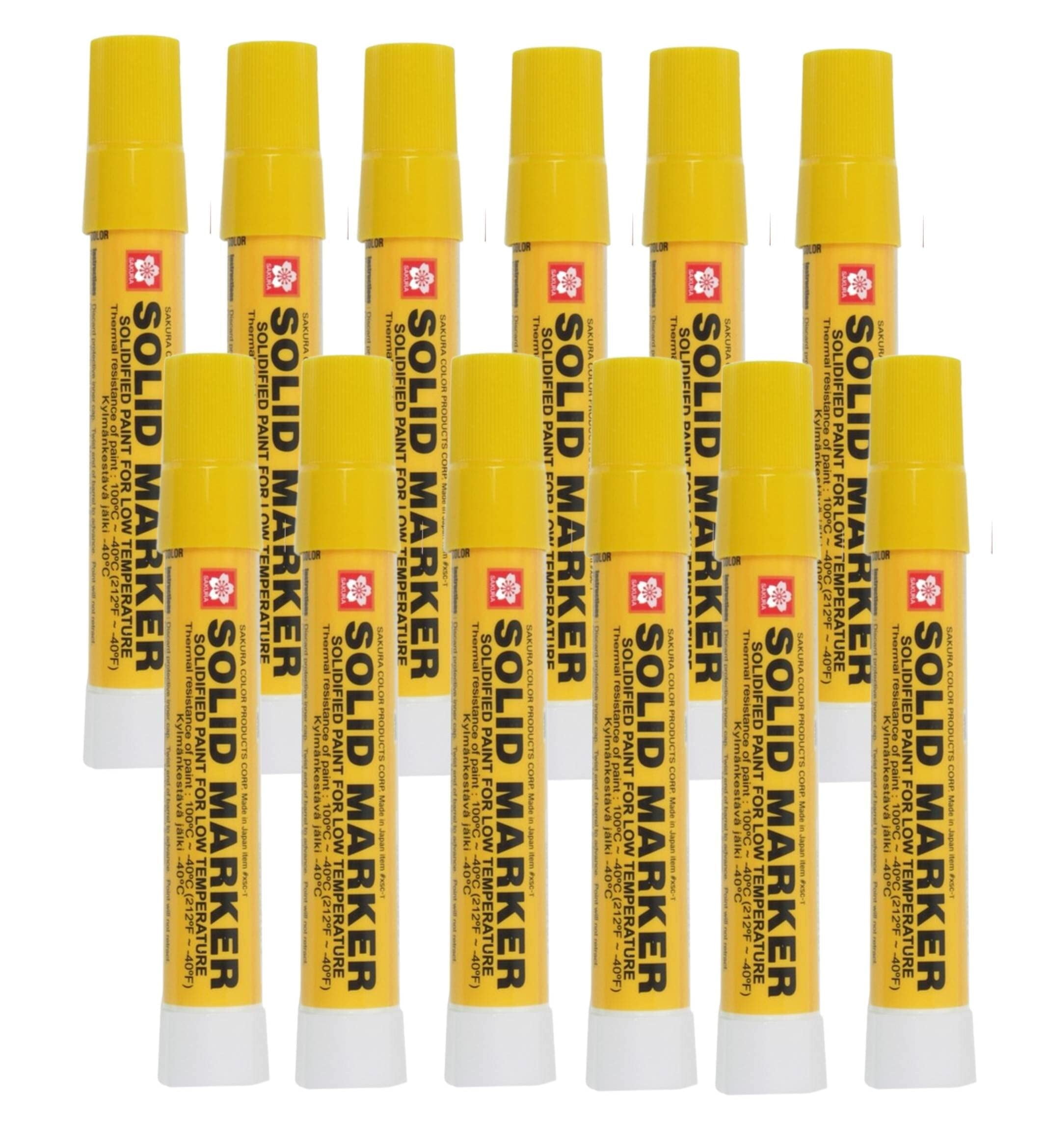 Sakura Solid Paint Markers - Permanent Marker Paint Pens - Window, Wood, & Glass Marker - Yellow Paint - 12 Pack