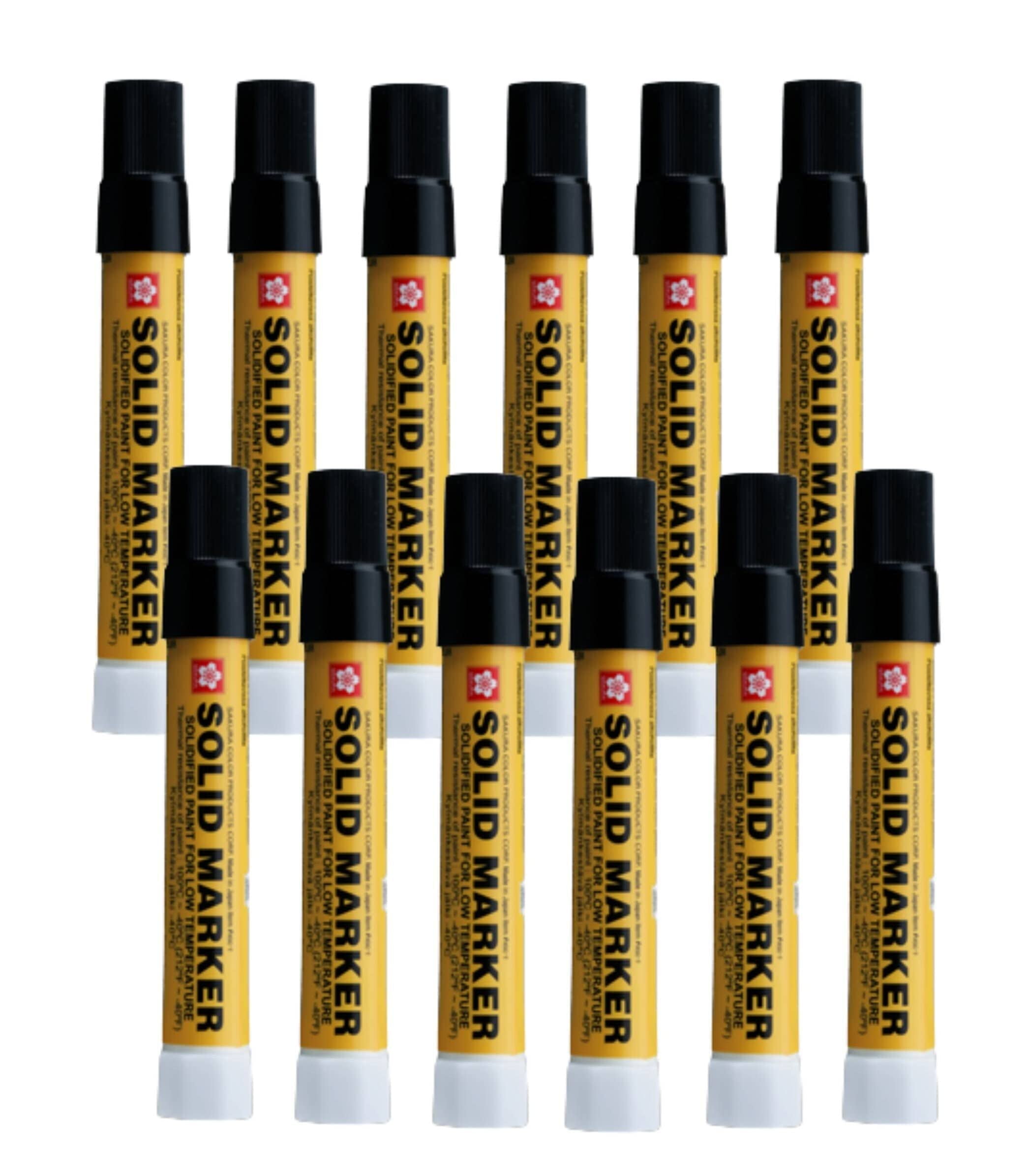 Sakura Solid Paint Markers with Twist Up Tip - Low Temperature Permanent Marker Pens - Window, Wood, & Glass Marker - Black Paint - 12 Pack