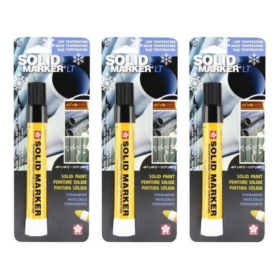 Sakura Solid Paint Markers with Twist Up Tip - Low Temperature Permanent Marker Pens - Window, Wood, & Glass Marker - Black Paint - 3 Pack