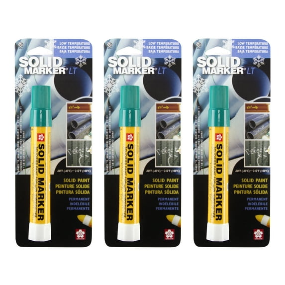 Sakura Solid Paint Markers with Twist Up Tip - Low Temperature Permanent Marker Pens - Window, Wood, & Glass Marker - Green Paint - 3 Pack