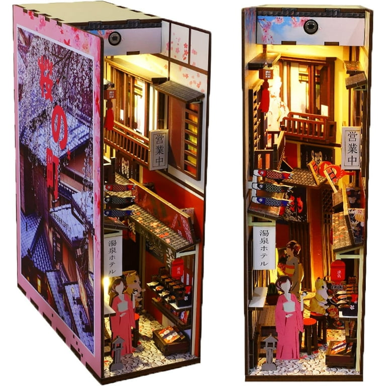 Sakura Town DIY Book Nook for Bookshelf Decor - 3D Wooden Puzzle
