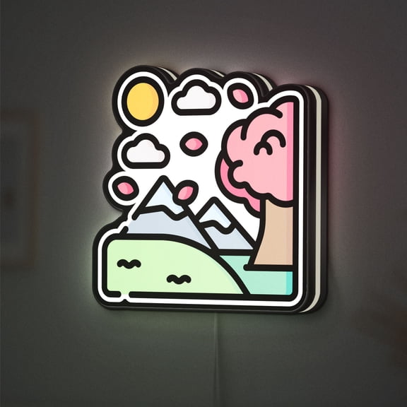 Sakura Tree 3D Novelty Light Box for Tranquil Spaces, Living Room Decor, Ideal for Hanami Fans (Height 8 inch, 20cm)