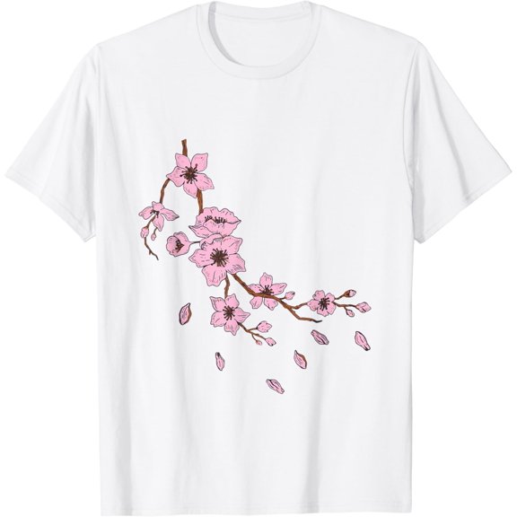 Sakura Tree Cherry Blossom Tree Cherry Flowers T-Shirt100% cotton