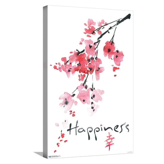 Sakura Tree - Happiness Canvas Wall Poster, 14.725" x 22.375"