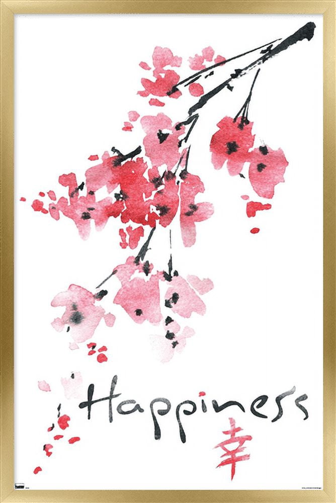 Sakura Tree - Happiness Wall Poster, 14.725" x 22.375", Framed