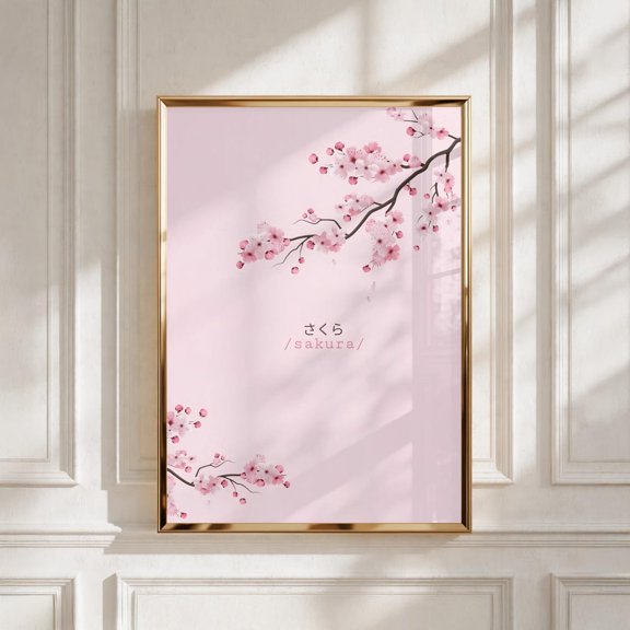 Sakura Tree Japanese Cherry Blossom Wall Hanami Spring Floral Aesthetic Decor Modern Room Art for Nature Lovers V2, Unframed Poster