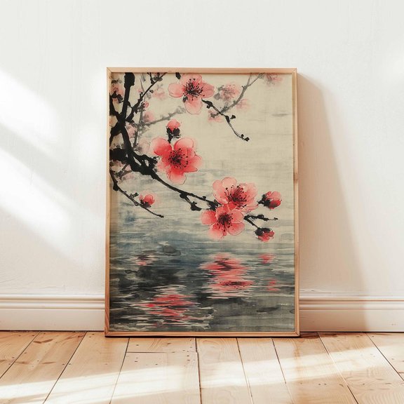 Sakura Tree Wall Art Print With Japanese Floral Nature And Botanical Decor