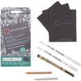 thumbnail image 1 of Sakura Zentangle Tool Set - 2 Gelly Roll White Pens, 1 Micron 08 Black Pen, 1 White Charcoal Pencil, 1 Tortillion, 5 3.5" Black Tiles - Black Zentangle Tiles - 10 Piece Set, 1 of 5