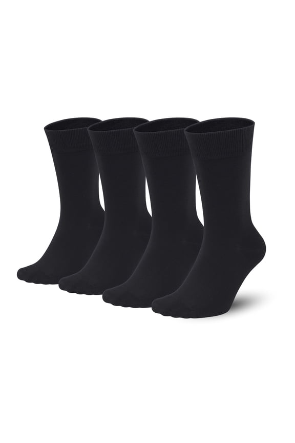 Men's Colorful Combed Cotton Crew Socks – Dress Neon Vivid Color Sport Crazy Fashion Socks 4-PACK (11-14, Black)