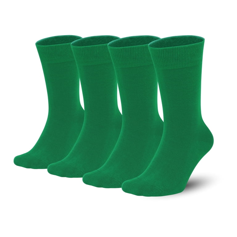 mens neon dress socks Sakusock Men's Colorful Combed Cotton Crew Socks Dress Neon Vivid Color Sport Crazy Fashion Socks 4-pack (11-14, Green)