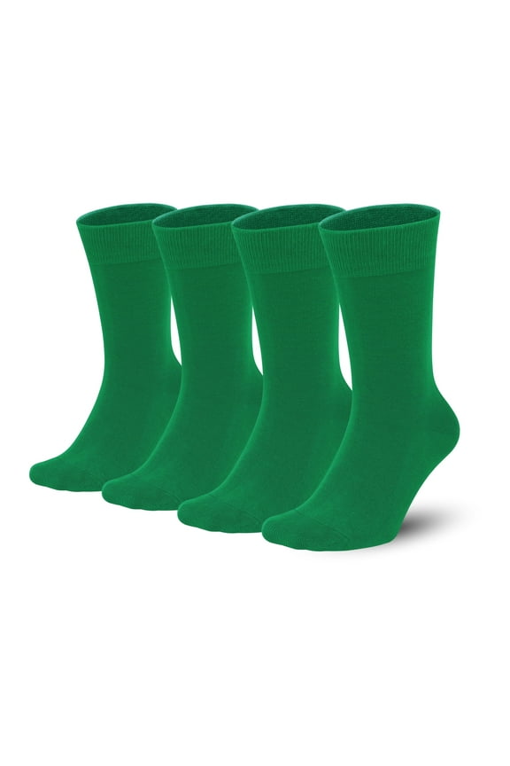Men's Colorful Combed Cotton Crew Socks – Dress Neon Vivid Color Sport Crazy Fashion Socks 4-PACK (11-14, Green)
