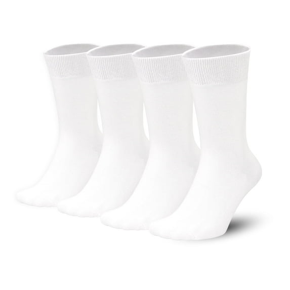 Sakusock Men's Colorful Combed Cotton Crew Socks – Dress Neon Vivid Color Sport Crazy Fashion Socks 4-PACK (7-10, White)