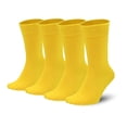 thumbnail image 1 of Sakusock Men's Colorful Combed Cotton Crew Socks – Dress Neon Vivid Color Sport Crazy Fashion Socks 4-PACK (7-10, Yellow), 1 of 6